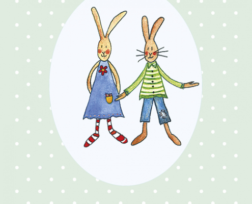 Postkarte "Hasenpaar mit Blume" by Ladedesign - Illustration Andreja Soleil